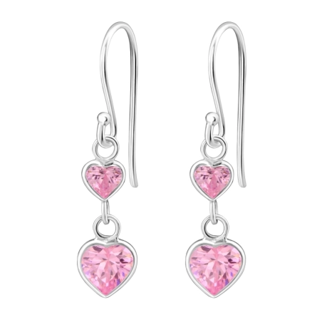 Silbernes hängendes Herz Ohrringe mit Zirkonia Steinen Schmuck | All4silver