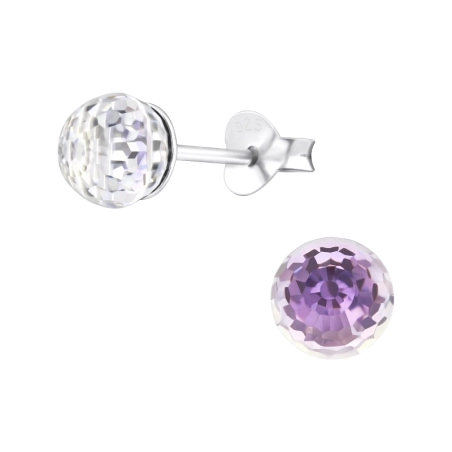 Silberne Kugeln Ohrstecker mit Kristall Schmuck | All4silver