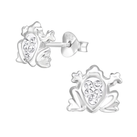 Silver Frog - Puzet-Ohrringe aus Silber 925 mit Kristall