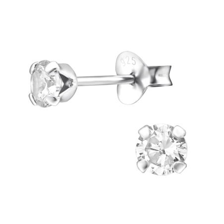 Silber rund 4mm Basic Ohrstecker Schmuck | All4silver