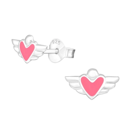 Silbernes Herz Ohrstecker mit Emaillefarben Schmuck | All4silver
