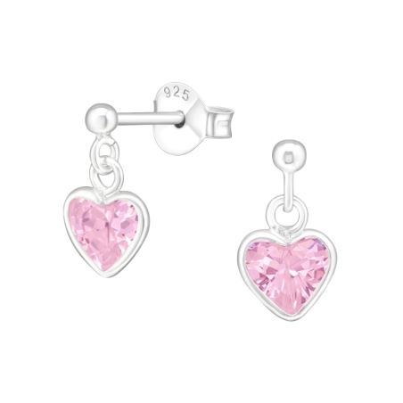 Silbernes Herz Ohrstecker mit Zirkonia Steinen Schmuck | All4silver