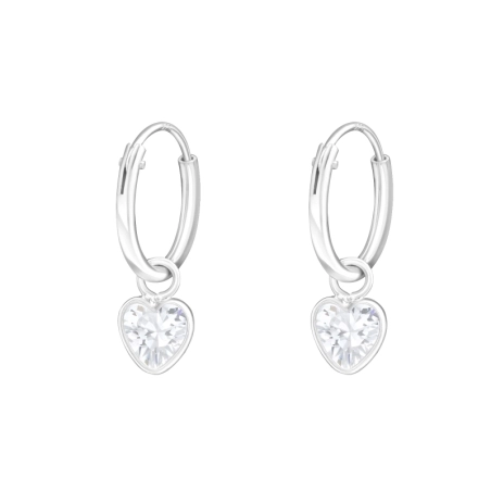 Silber 12mm Halbkreis mit Herz Creolen Ohrringe Schmuck | All4silver