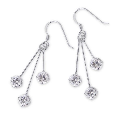 Silberne hängende Kugeln Ohrringe mit Zirkonia Steinen Schmuck | All4silver