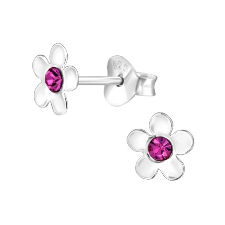 Blume - Puzet-Ohrringe aus Silber 925 mit Kristall