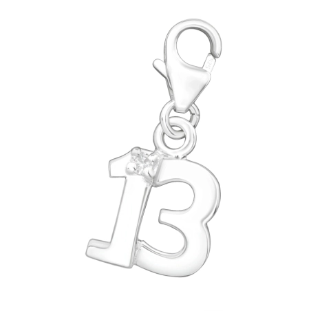 Silber Nummer dreizehn Arm Anhänger mit Karabiner Schmuck | All4silver