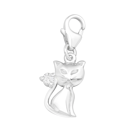 Silberne Katze Arm Anhänger mit Karabiner Schmuck | All4silver