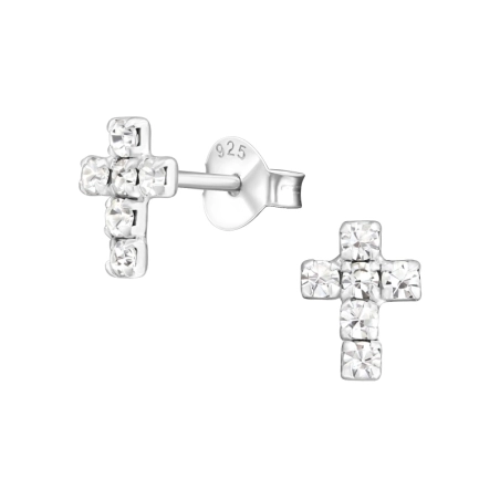 Kríž Ohrstecker mit Kristall Schmuck | All4silver