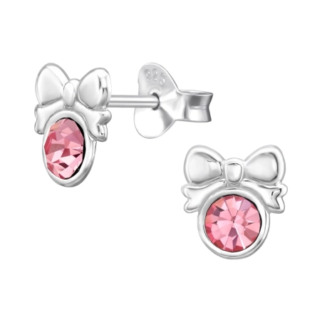 Bogen Mit Rund Ohrstecker mit Kristall Schmuck | All4silver