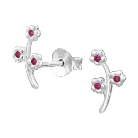Blume mit Zirkonen Ohrstecker mit Zirkonia Steinen Schmuck | All4silver