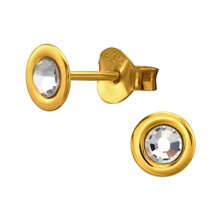 5 mm Kristall, Vergoldet Ohrstecker mit Kristall Schmuck | All4silver