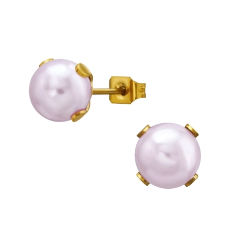 8 mm Perle, Vergoldet Ohrstecker aus Edelstahl Schmuck | All4silver