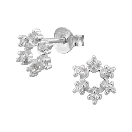 Schneeflocke mit Zirkonia Ohrstecker mit Zirkonia Steinen Schmuck | All4silver