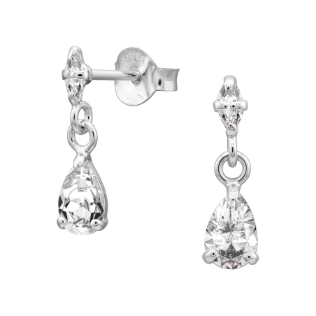 Zirkonia in Tropfenform Ohrstecker mit Zirkonia Steinen Schmuck | All4silver