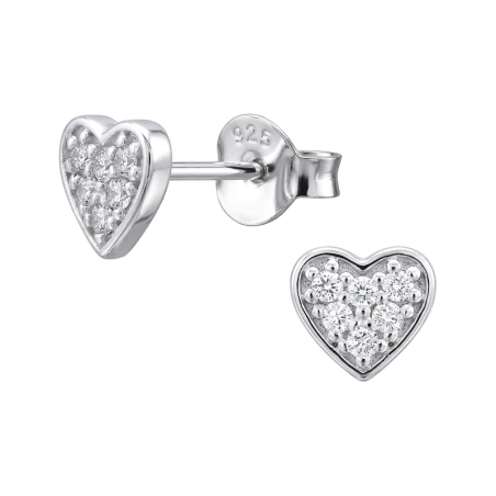6 mm Herz mit Zirkonia Ohrstecker mit Zirkonia Steinen Schmuck | All4silver