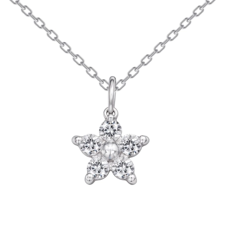 9mm Blume mit Zirkonia - 925Er Silber Halskette Mit Steinen