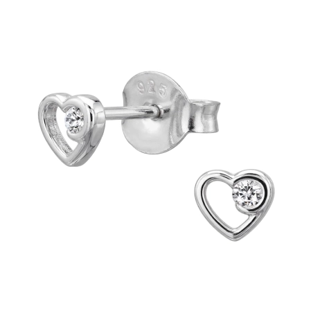 4 mm Offener Herzrahmen mit Zirkonia Ohrstecker mit Zirkonia Steinen Schmuck | All4silver