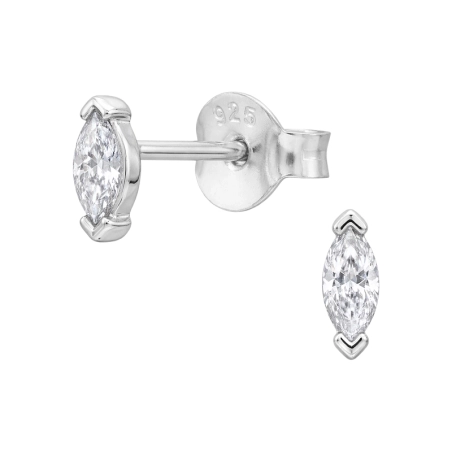 2x5 mm ovale Zirkonia Ohrstecker mit Zirkonia Steinen Schmuck | All4silver