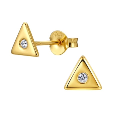 Dreieck mit Kristall, Vergoldet Ohrstecker mit Kristall Schmuck | All4silver