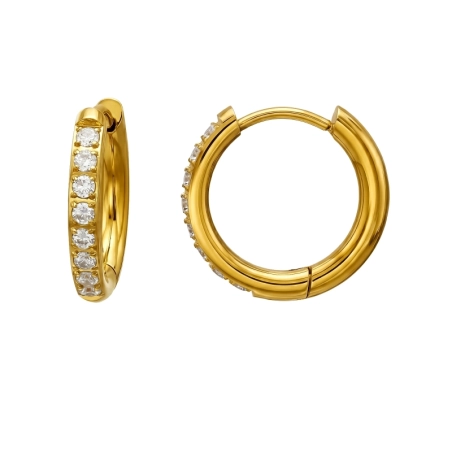 2,5 X 16 mm Creolen mit Zirkonia, Vergoldet Stahl-Huggies und Creolen Schmuck | All4silver