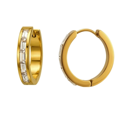 4x20 mm Creolen mit Zirkonia, Vergoldet, Stahl-Huggies und Creolen Schmuck | All4silver