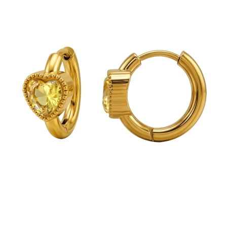 16-mm-Creole mit Zirkonia-Herz, Vergoldet Stahl-Huggies und Creolen Schmuck | All4silver