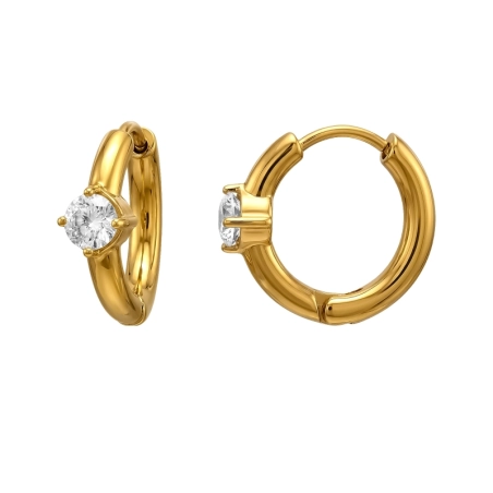 15 mm-Creolen mit Zirkonia, Vergoldet Stahl-Huggies und Creolen Schmuck | All4silver
