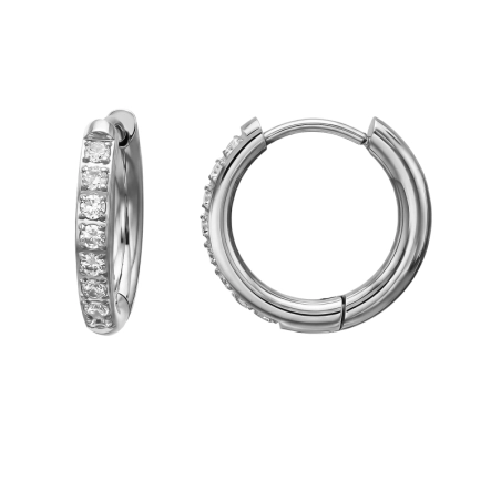 16-mm Creolen mit Zirkonia Stahl-Huggies und Creolen Schmuck | All4silver