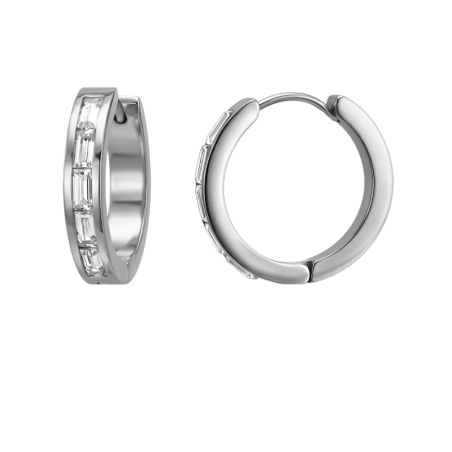 20 mm Creole mit Zirkonia Stahl-Huggies und Creolen Schmuck | All4silver