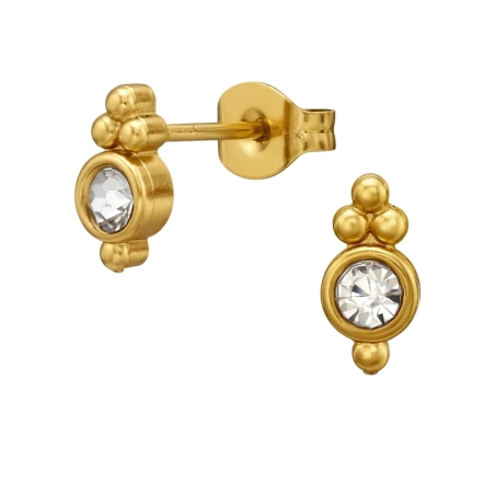 8,5 mm, Im Böhmischen Stil mit Kristallen, Vergoldet Stahl-Ohrstecker Schmuck | All4silver