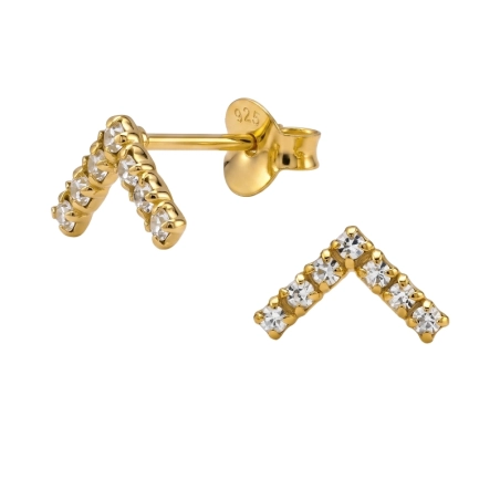 Chevron-Muster mit Kristallen, Vergoldet Ohrstecker mit Kristall Schmuck | All4silver