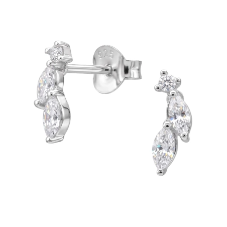 Botanischer Kletterer mit Zirkonia Ohrstecker mit Zirkonia Steinen Schmuck | All4silver