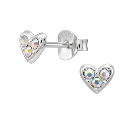 5,5 mm Herz mit Kristallen Ohrstecker mit Kristall Schmuck | All4silver