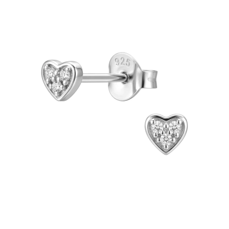Herz mit Zirkonia Ohrstecker mit Zirkonia Steinen Schmuck | All4silver