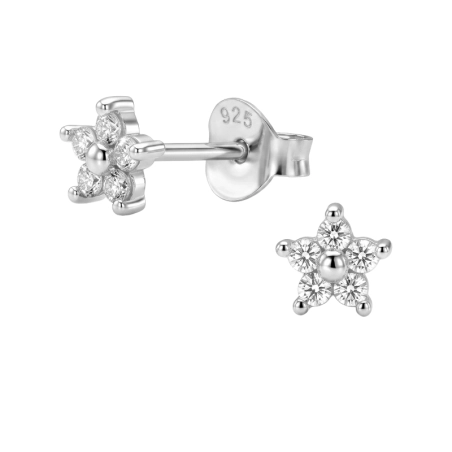 5 mm Blume mit Zirkonia Ohrstecker mit Zirkonia Steinen Schmuck | All4silver