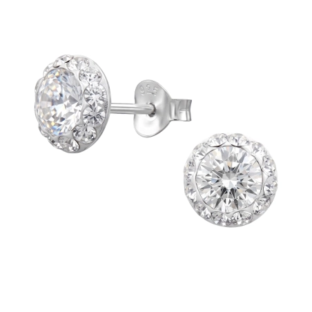  8 mm Rund mit Kristallen Ohrstecker mit Kristall Schmuck | All4silver