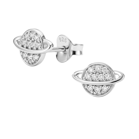 10 mm Saturn mit Zirkonia Ohrstecker mit Zirkonia Steinen Schmuck | All4silver