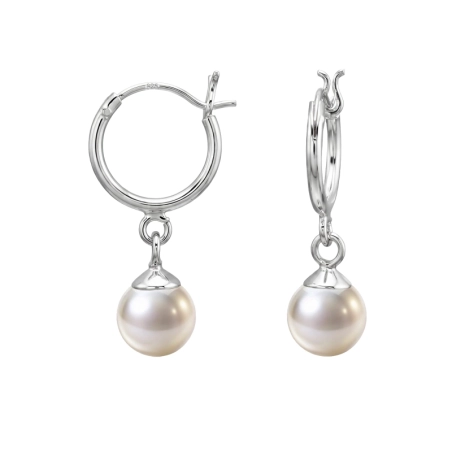 Kreis mit hängender Perle Creolen Ohrringe Schmuck | All4silver