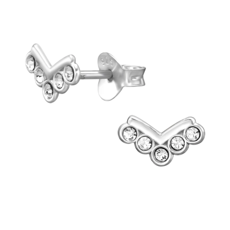 V-Förmiges Chevron mit Kristallen Ohrstecker mit Kristall Schmuck | All4silver