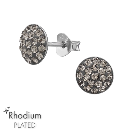 8 mm Gebogenes Kristallglas, Rhodiniert Ohrstecker mit Kristall Schmuck | All4silver