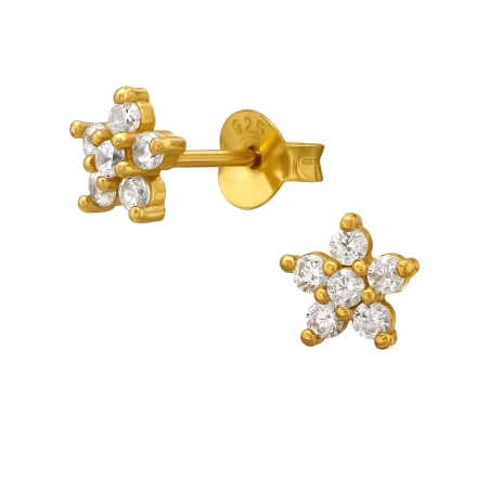 5-Blättrige Blume Ohrstecker mit Zirkonia Steinen Schmuck | All4silver