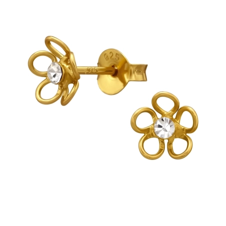 Offenen Blütenblättern Ohrstecker mit Kristall Schmuck | All4silver