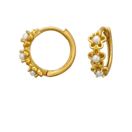 Drei Blumen mit Perlen, vergoldet Natur Schmuck Schmuck | All4silver