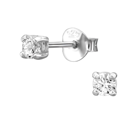 3mm runder Zirkon Ohrstecker mit Zirkonia Steinen Schmuck | All4silver