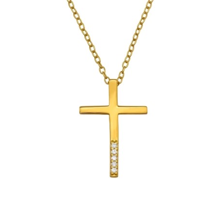 18 mm Lateinisches Kreuz mit Zirkonia, vergoldet Religions-Schmuck Schmuck | All4silver