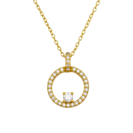 17 mm offener Kreis mit Zirkonia, vergoldet Geometrischer Schmuck Schmuck | All4silver
