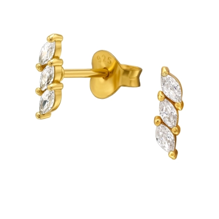 Verbundene Marquise mit Zirkonia, vergoldet Ohrstecker mit Zirkonia Steinen Schmuck | All4silver