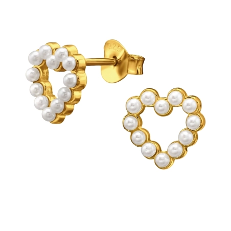 „Open Heart“ in Gold mit Mikroperlen Ohrstecker mit Perlen Schmuck | All4silver