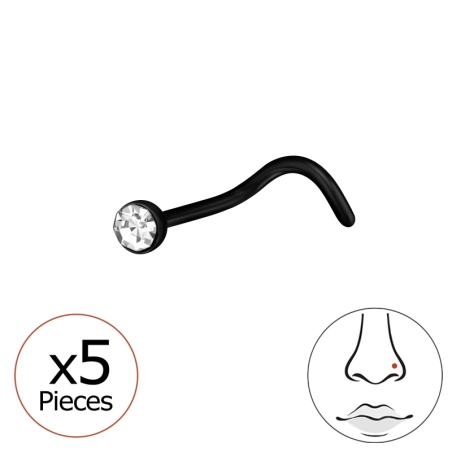5x Stücke Schwarz Nasenpiercing mit Kristall Geometrischer Schmuck Schmuck | All4silver