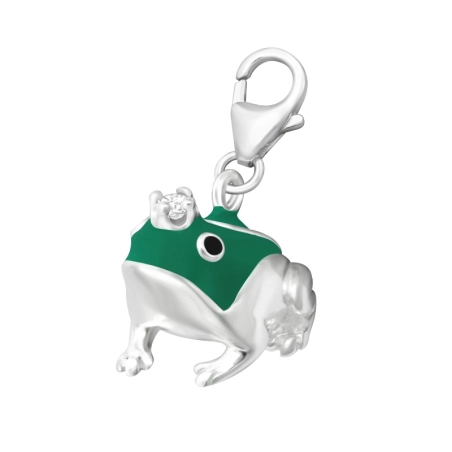 Silberner Frosch Arm Anhänger mit Karabiner Schmuck | All4silver